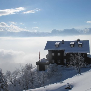 Im Winter liegt die Kranabethhütte direkt an der Skipiste