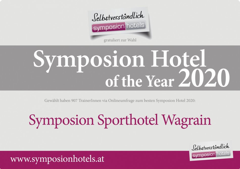 Sporthotel Wagrain wurde zum 4. Mal in Folge zum Symposion Hotel of the Year gewählt.